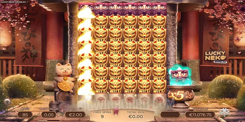 lucky neko free spins feature screenshot 1280x720px 12